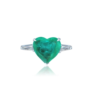 Silver ring Heart Mini emerald color KOJEWELRY™ 610029