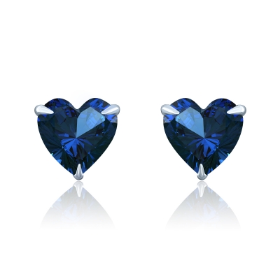 Silver Studs Hearts Mini blue sapphire color by KOJEWELRY 30207