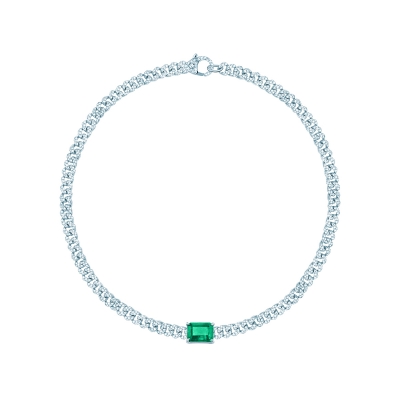 Necklace Pave Chains 5mm links width with “Emerald” by KOJEWELRY™ 20902
