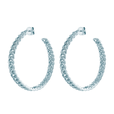 Earrings-Hoops PAVE CHAINS  silver 925 KOJEWELRY™ 21700