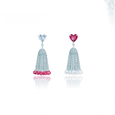 Earrings Hearts with tassel silver 925 KOJEWELRY 42706