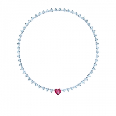 Necklace Hearts, silver 925, CZ. KOJEWELRY™ 610068