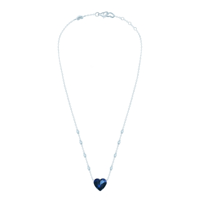 Silver necklace Heart blue sapphire color KOJEWELRY™ 30307