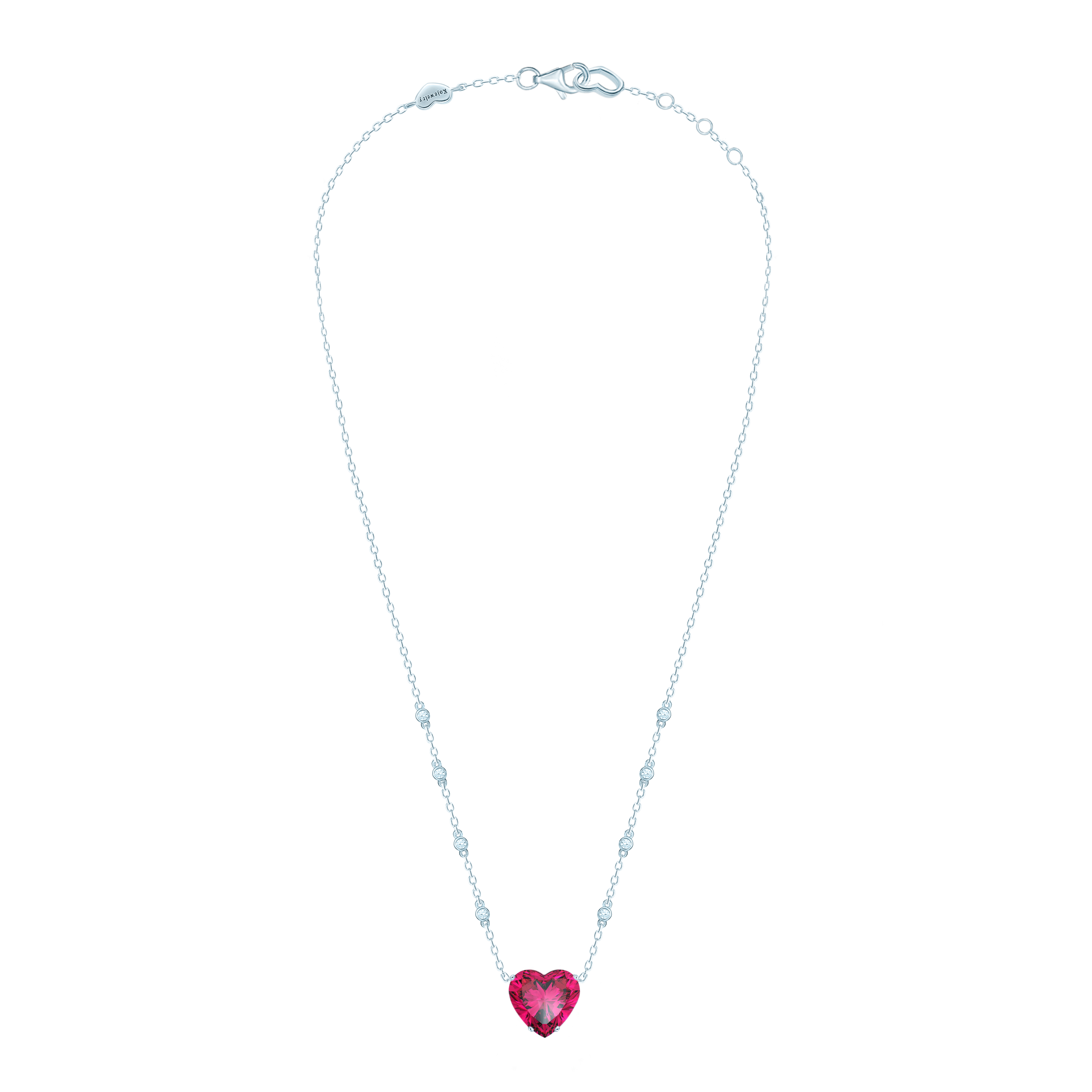 Silver necklace Heart ruby color KOJEWELRY 30306