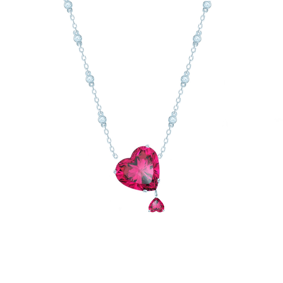 Buy Necklace 2 hearts, silver 925, CZ. KOJEWELRY ™ 610107 - KoJewelry.ae